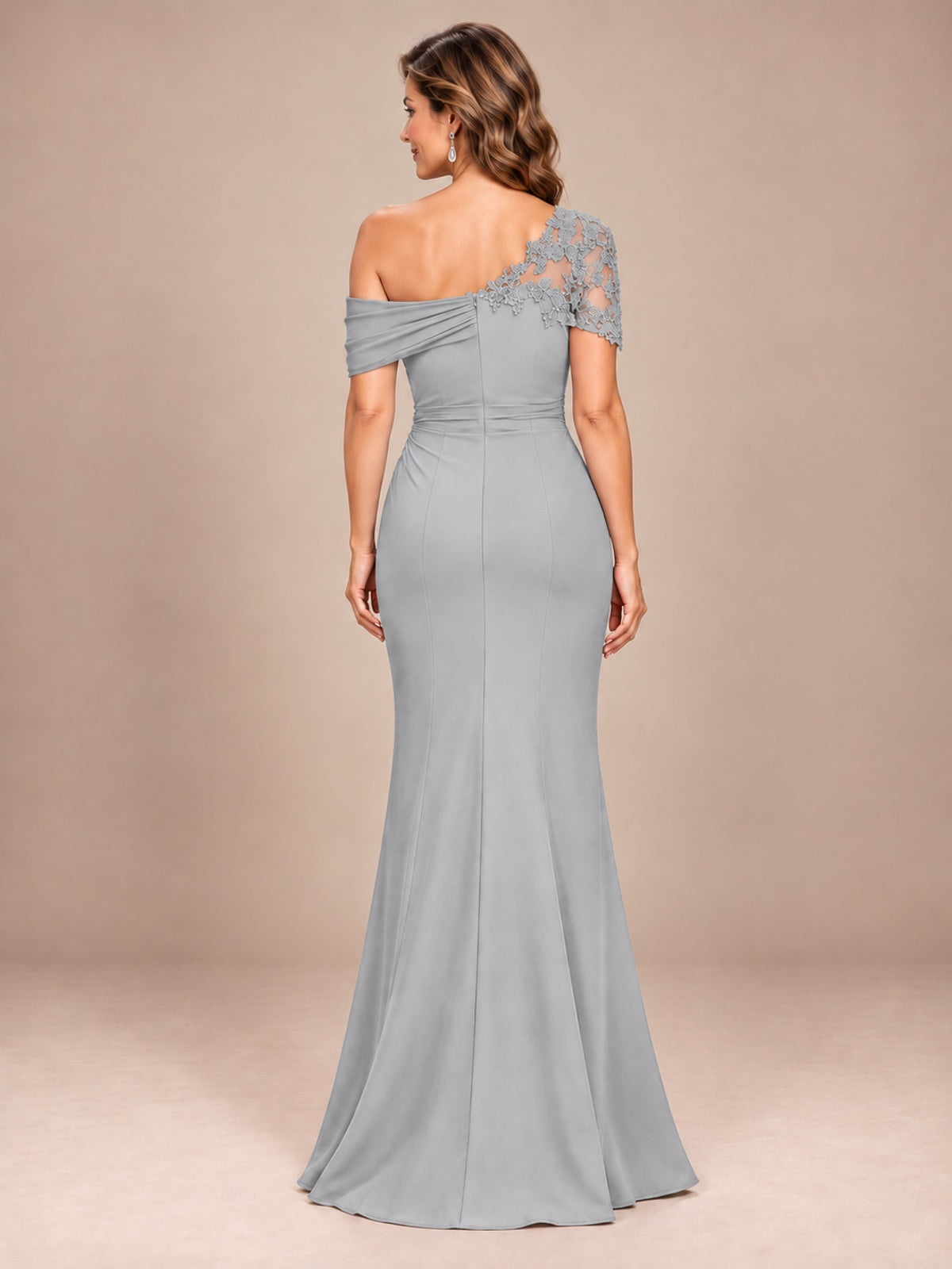 One Shoulder Chiffon Mother of The Bride Dress