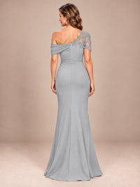 One Shoulder Chiffon Mother of The Bride Dress