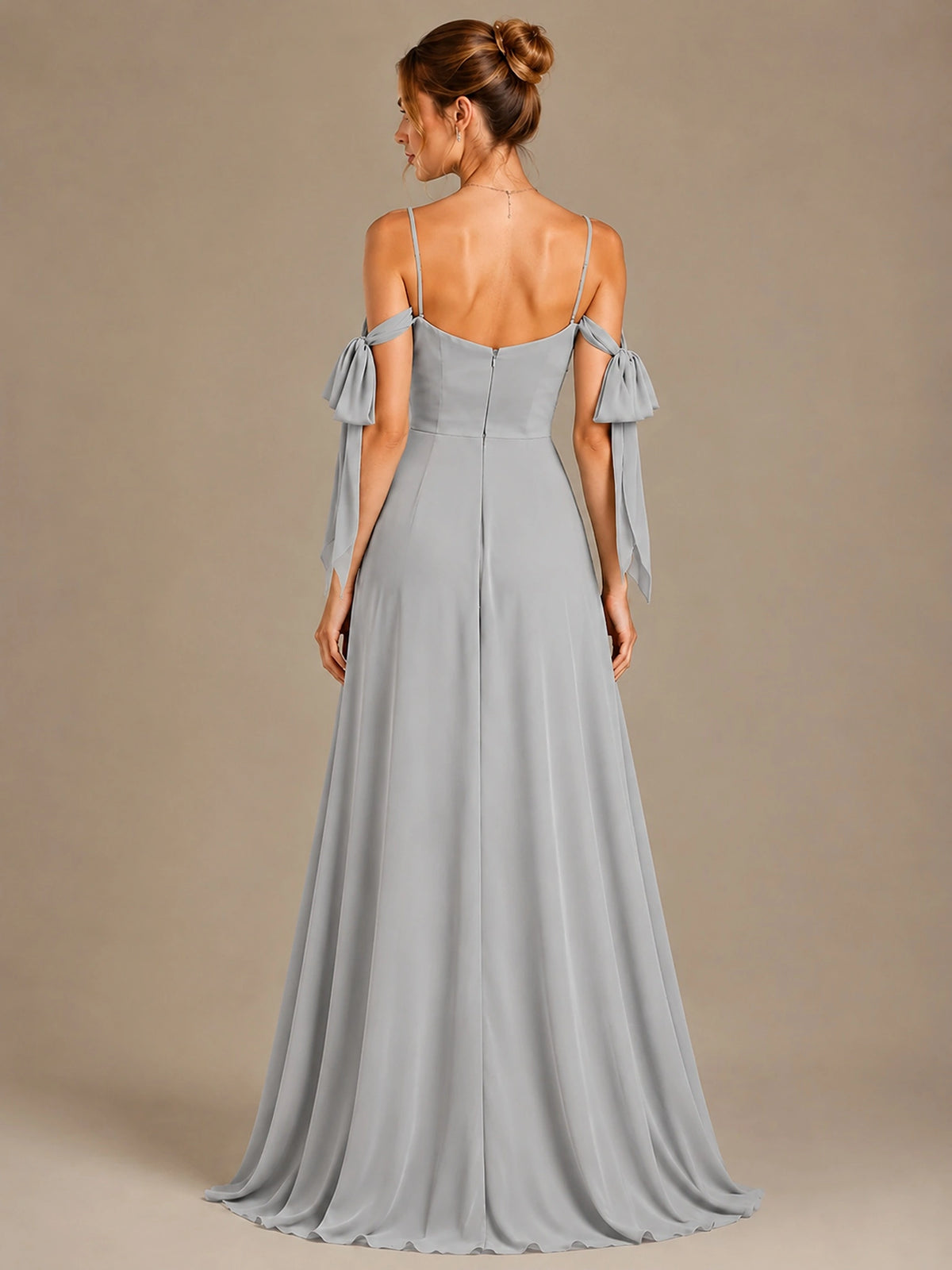 A-Line Ruffles Chiffon Bridesmaid Dress with Slit