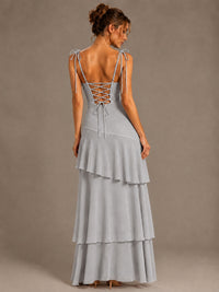 Spaghetti Strap Tiered Ruffles Chiffon Prom Dress