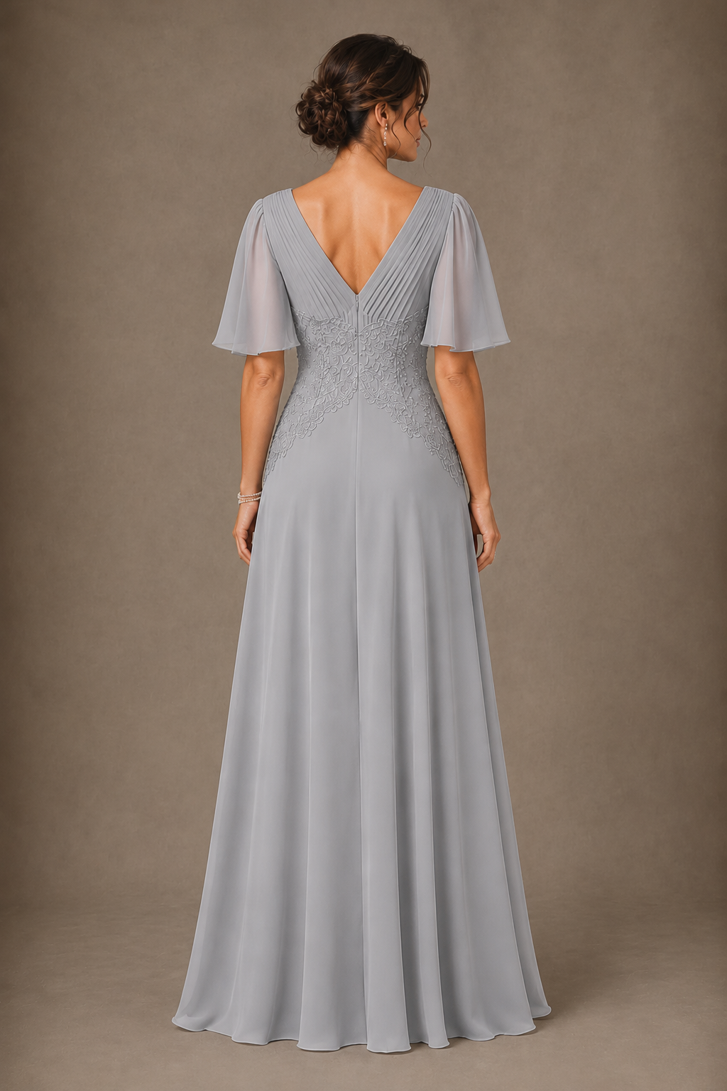 A-Line Chiffon Mother of the Bride Dress with Applique