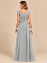 Cap Sleeve Mother of The Bride Dresses Long Chiffon Formal Gowns