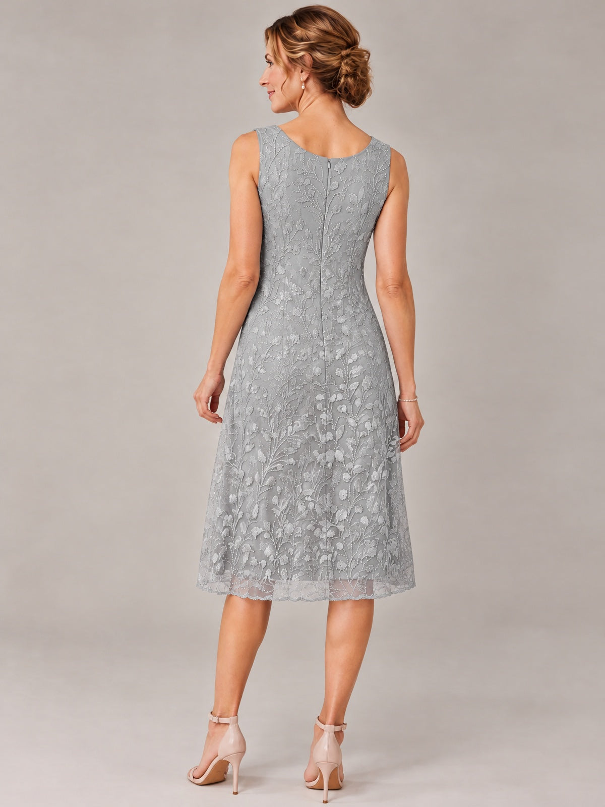 Tea Length Sequin Lace Mother of The Bride Dress with Chiffon Jacket