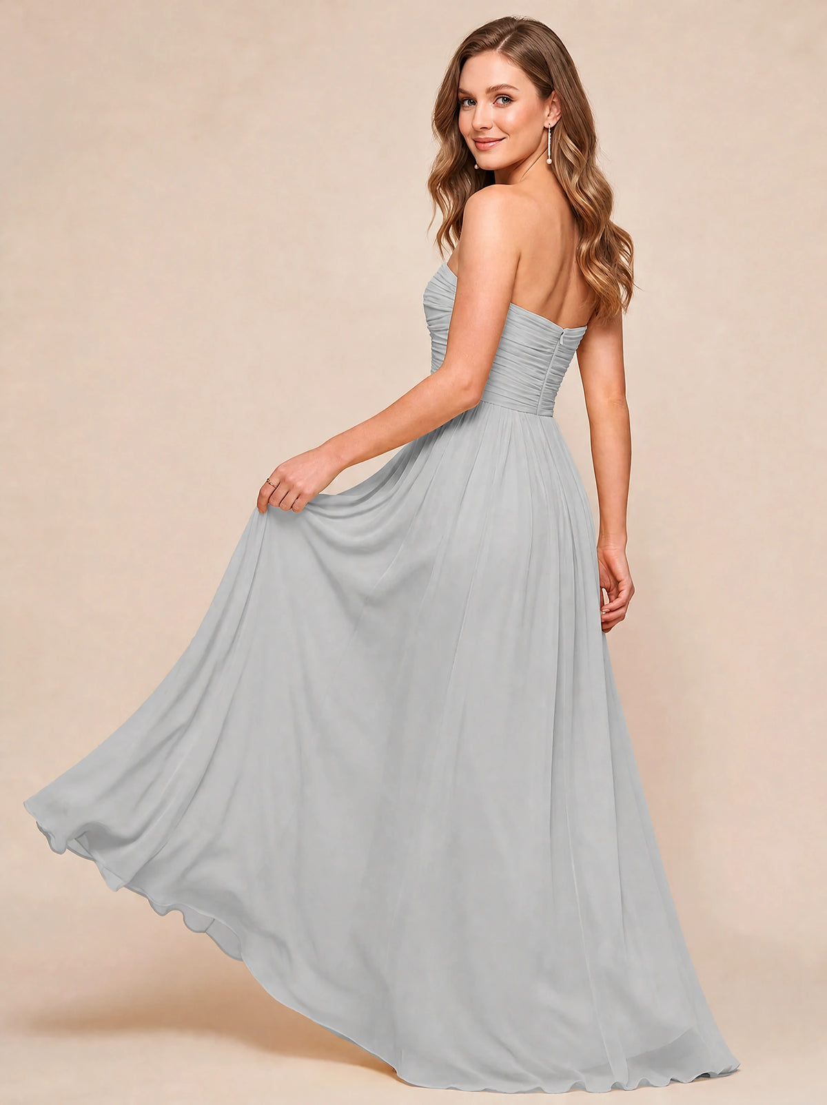 Strapless Pleated Chiffon A-Line Bridesmaid Dress