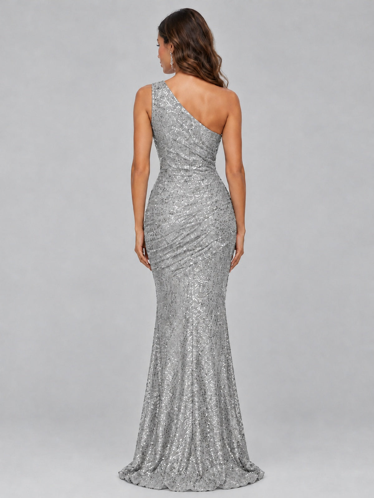 Sequin Mermaid One Shoulder Prom Dress Long formal Gown