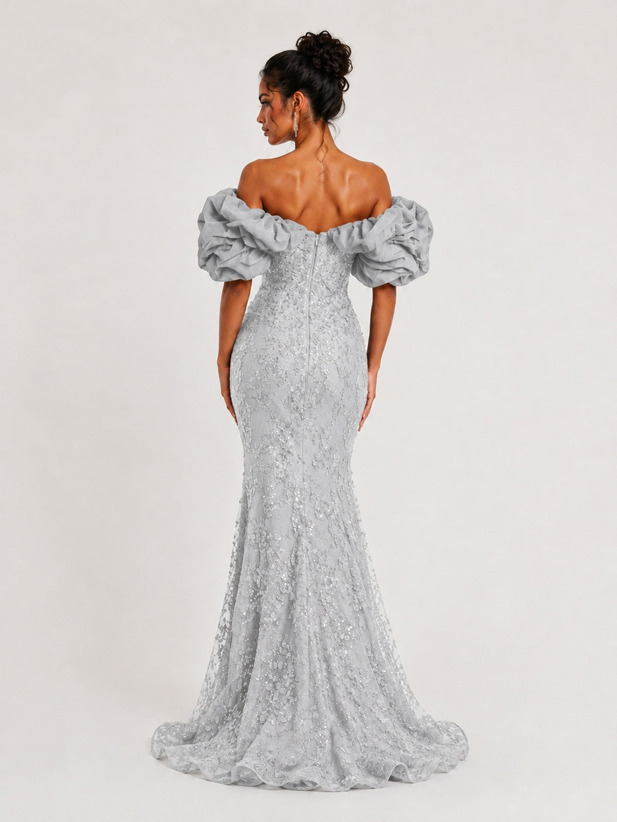 Sequin Off-Shoulder Ruffle Mermaid Prom Dress