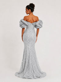 Sequin Off-Shoulder Ruffle Mermaid Prom Dress