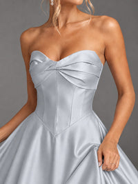 Sweetheart Neck Strapless Satin A-Line Prom Dress
