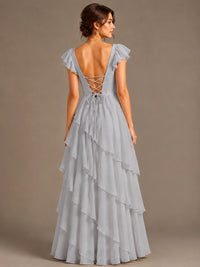 Ruffle Tiered V Neck Maxi Dress