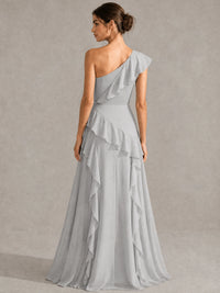 Sage Green One Shoulder Ruffle Bridesmaid Dress