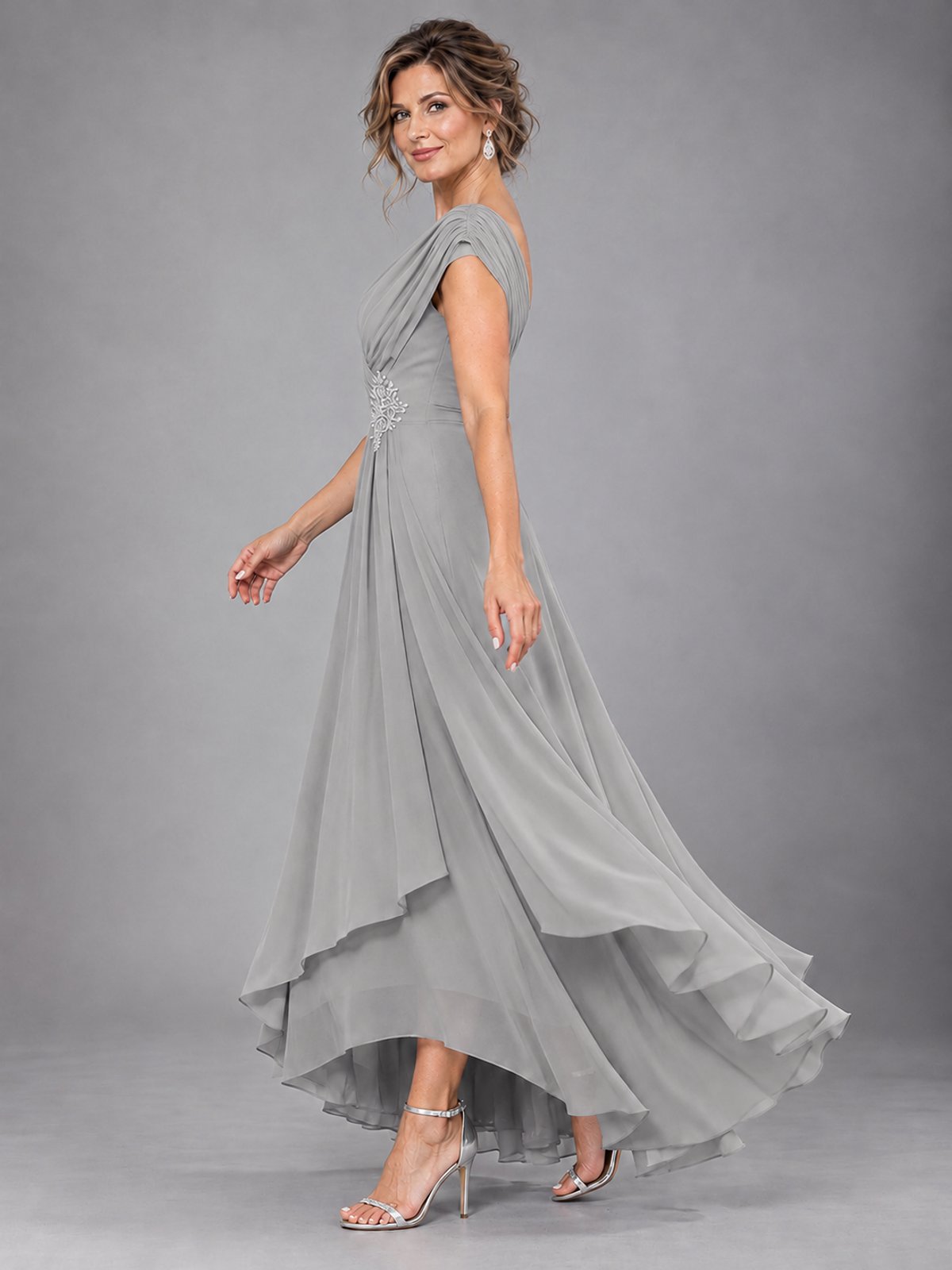 Cap Sleeve Chiffon A-Line Mother of the Bride Dress