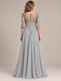 Sequin Lace A-Line Mother of the Bride Dress with 3/4 Sleeves