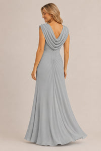Cowl Neck Ruched Chiffon Mother of the Bride Dress