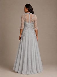 Embellished Appliques Mother of the Bride Dress with 3/4 Sleeves