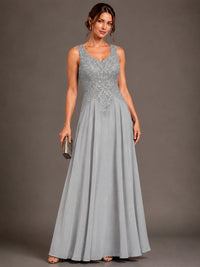 A-line 2 Pieces Chiffon Appliques Mother of The Bride Dresses with Jackets
