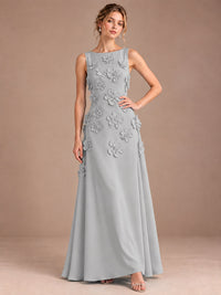3D Floral Applique Sleeveless Formal Maxi Dress