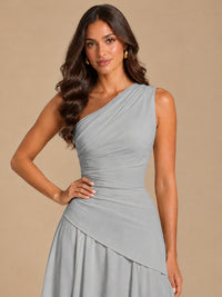 One Shoulder Prom Dress A-line Ruched Women Wedding Formal Gowns