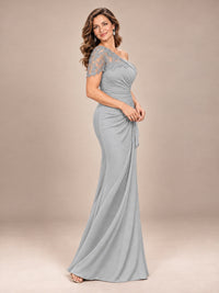 One Shoulder Chiffon Mother of The Bride Dress