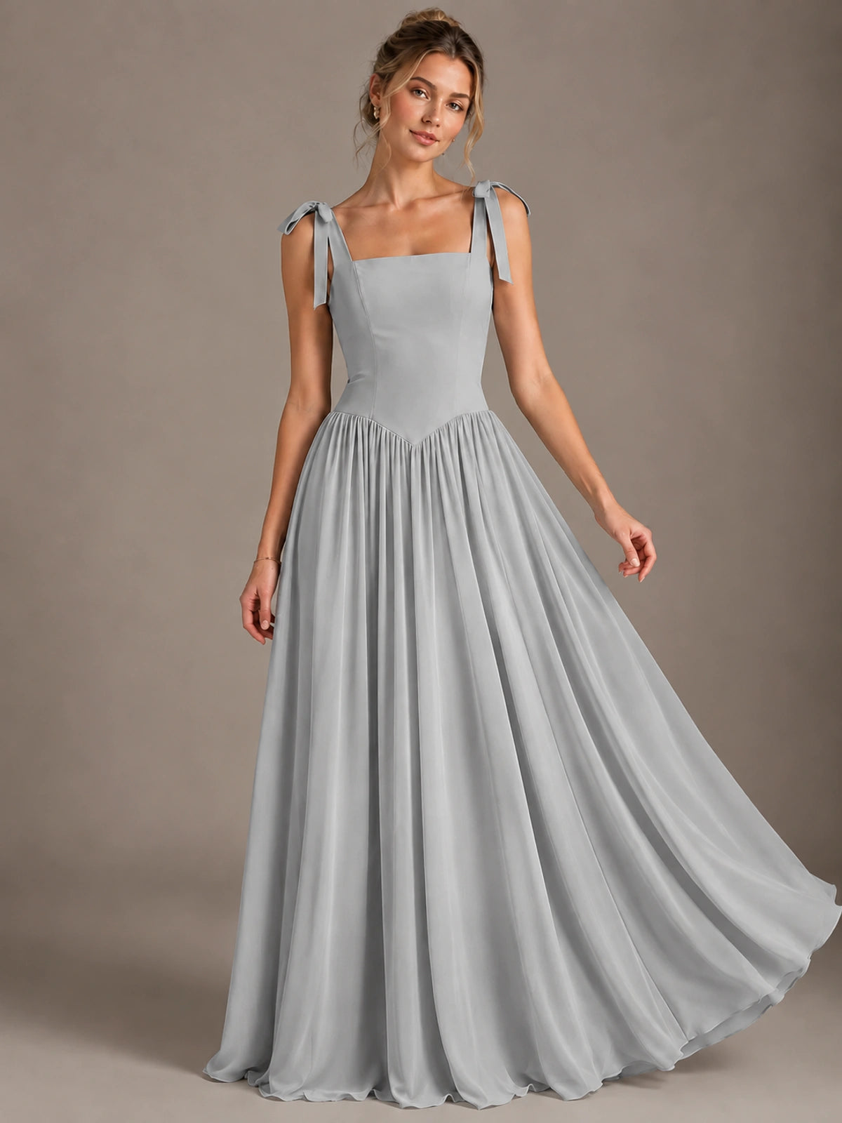 Square Neck A-Line Maxi Dress