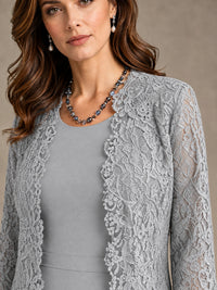 2-Piece Chiffon Mother of the Bride Dress with Lace Jacket