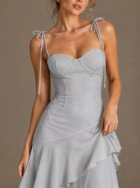 Spaghetti Strap Tiered Ruffles Chiffon Prom Dress