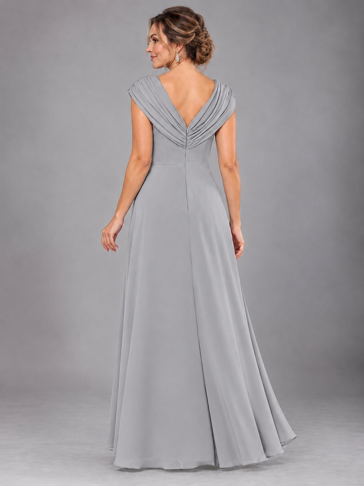 Cap Sleeve Chiffon A-Line Mother of the Bride Dress