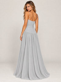 Butter Yellow Ruched Spaghetti Strap Drop-Waist Prom Dress
