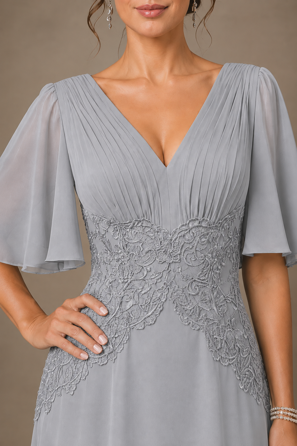 A-Line Chiffon Mother of the Bride Dress with Applique