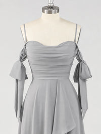 A-Line Ruffles Chiffon Bridesmaid Dress with Slit