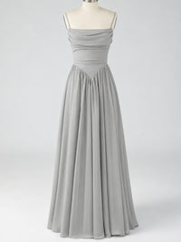 Spaghetti Strap Ruched Chiffon Maxi Dress with Backless
