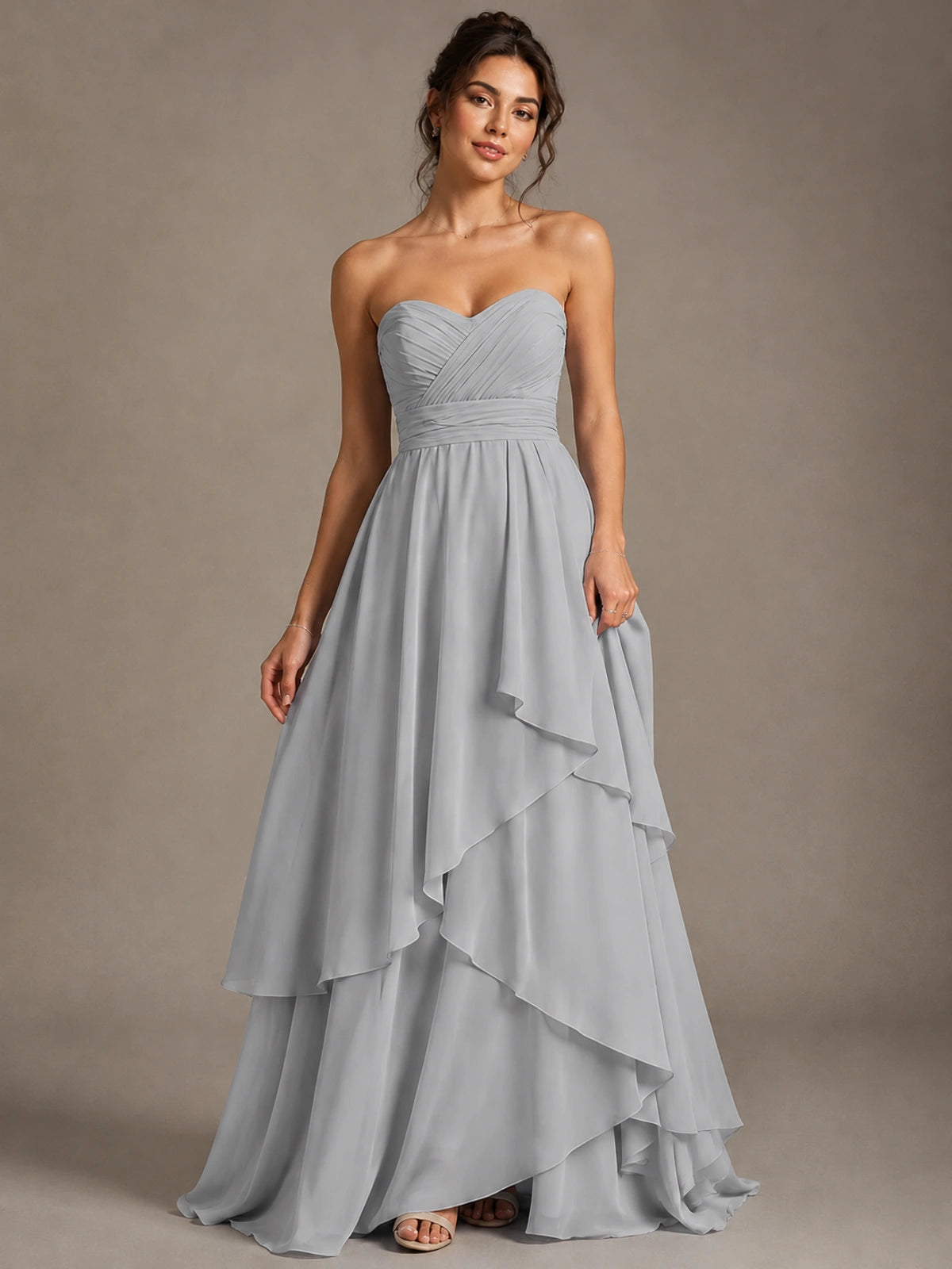 Strapless Ruffle A-Line Maxi Dress