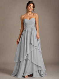 Strapless Ruffle A-Line Maxi Dress