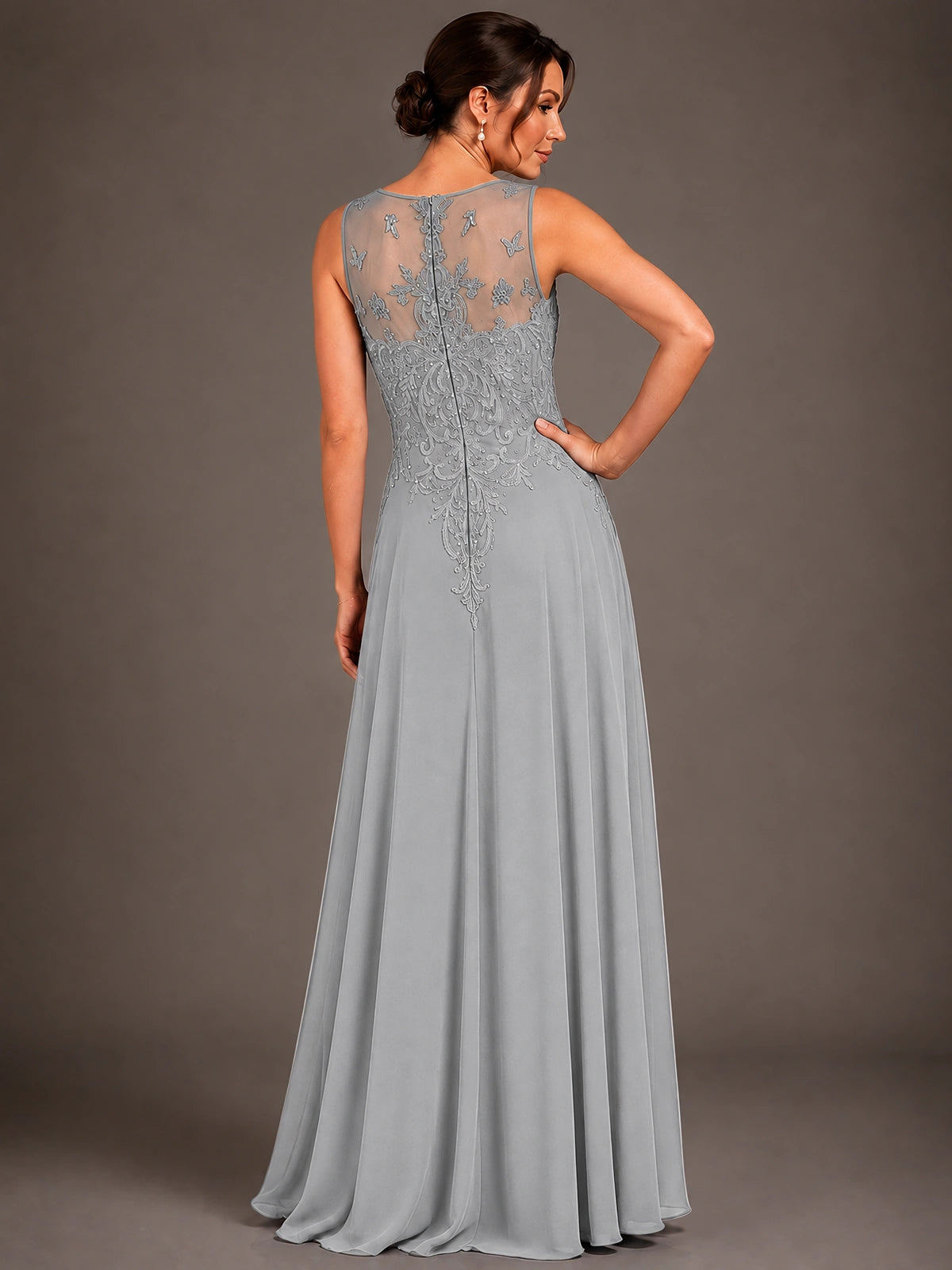 A-line 2 Pieces Chiffon Appliques Mother of The Bride Dresses with Jackets
