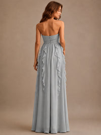 Srapless Sweetheart Chiffon Prom Dress Ruffle Formal Evening Gown