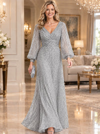 Sparkle Sequin Mother of The Bride Dresses with Long Sleeves