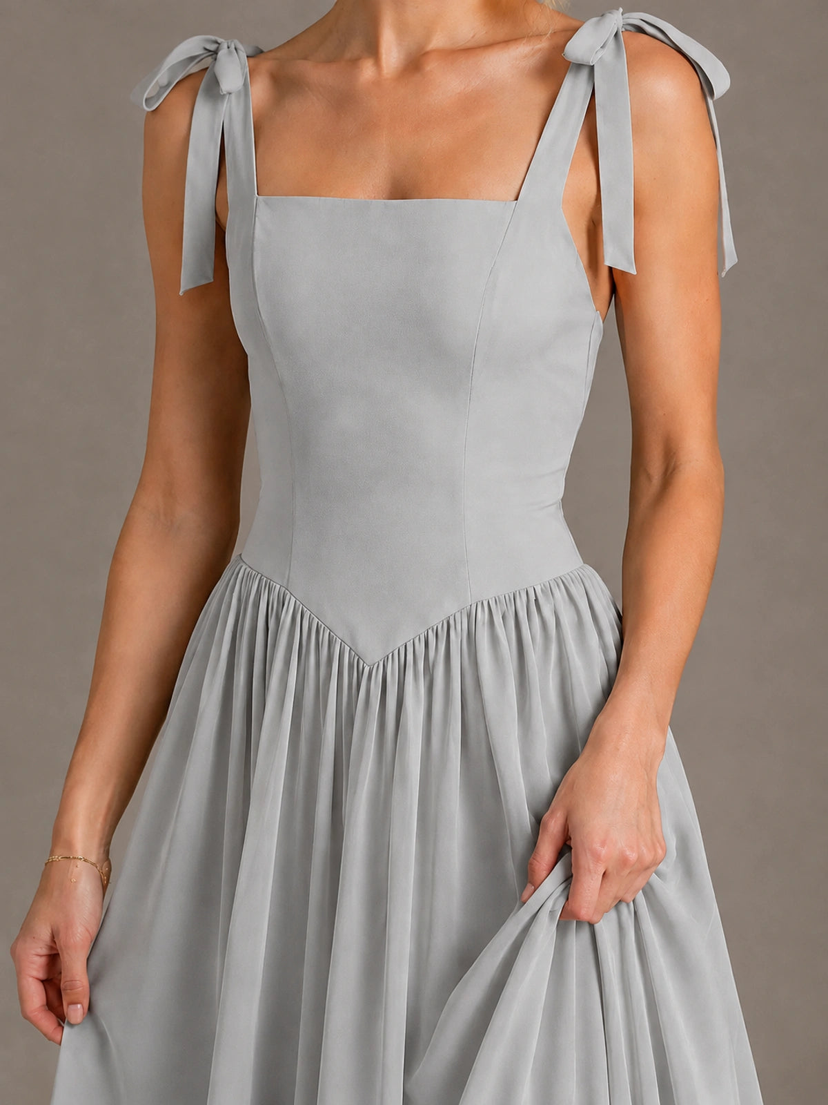 Square Neck A-Line Maxi Dress
