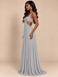 Butter Yellow Pleated Cutout Maxi Dress