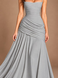 Butter Yellow Square Neck Ruched A-Line Prom Dress