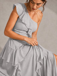 Sage Green One Shoulder Ruffle Bridesmaid Dress