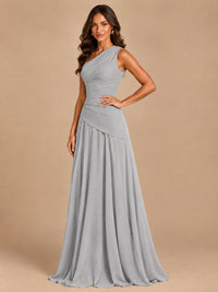 One Shoulder Prom Dress A-line Ruched Women Wedding Formal Gowns