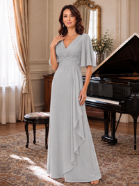 V-Neck Chiffon Lace Mother of the Bride Dresses