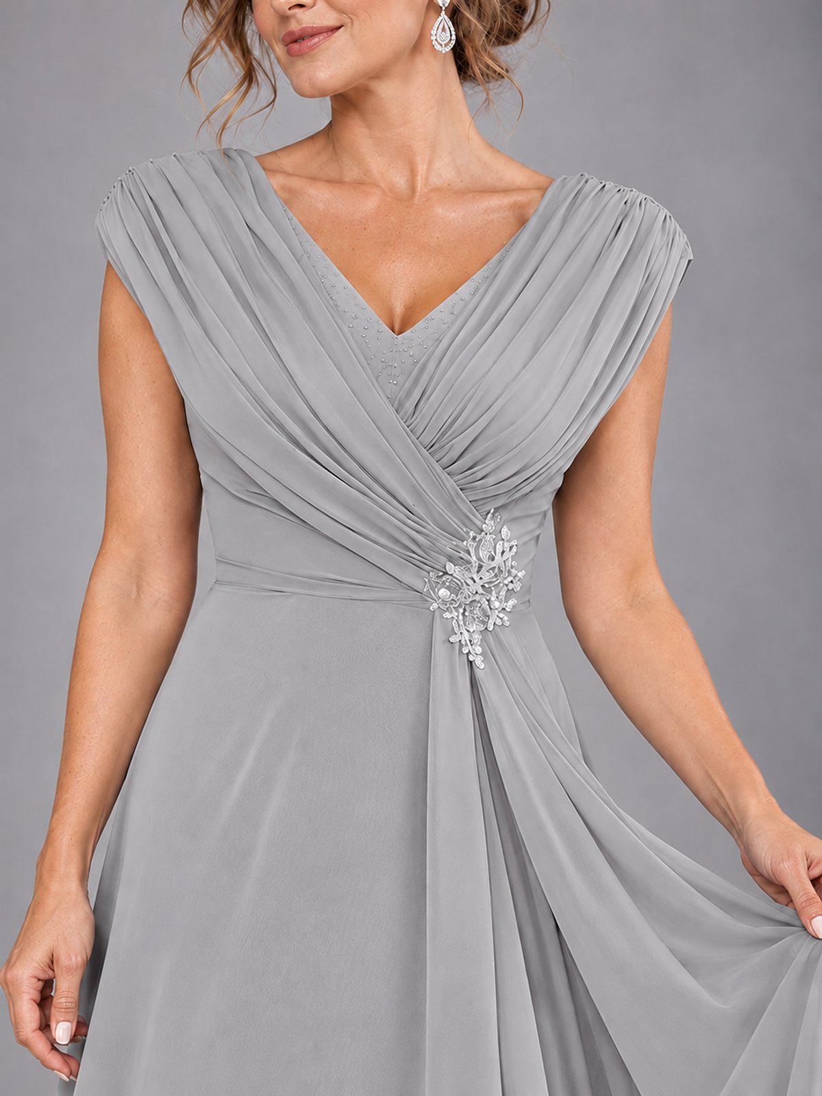 Cap Sleeve Chiffon A-Line Mother of the Bride Dress