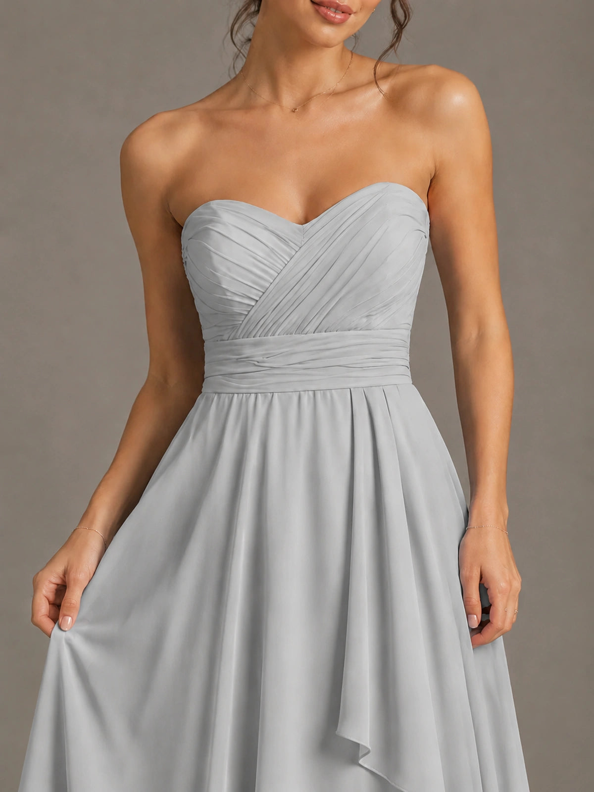 Strapless Ruffle A-Line Maxi Dress