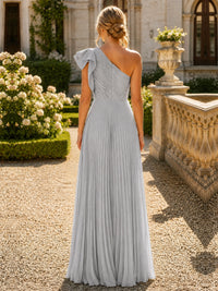 One Shoulder Pleated Chiffon A-Line Floor-Length Bridesmaid Dress