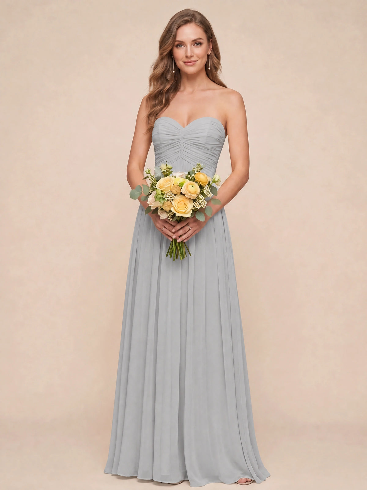 Strapless Pleated Chiffon A-Line Bridesmaid Dress