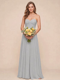 Strapless Pleated Chiffon A-Line Bridesmaid Dress