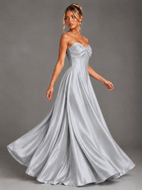 Sweetheart Neck Strapless Satin A-Line Prom Dress