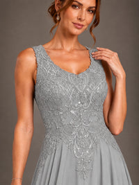 A-line 2 Pieces Chiffon Appliques Mother of The Bride Dresses with Jackets