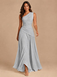 One Shoulder Prom Dress A-line Ruched Women Wedding Formal Gowns