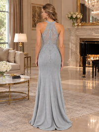 Halter Neckline Lace Appliques Mother of The Bride Dresses